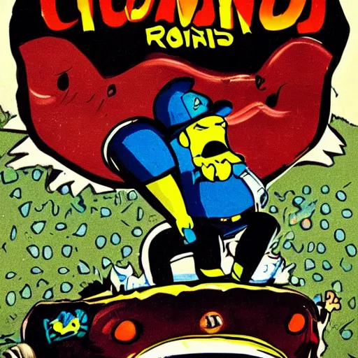 Image similar to captain crunch riding to his doom