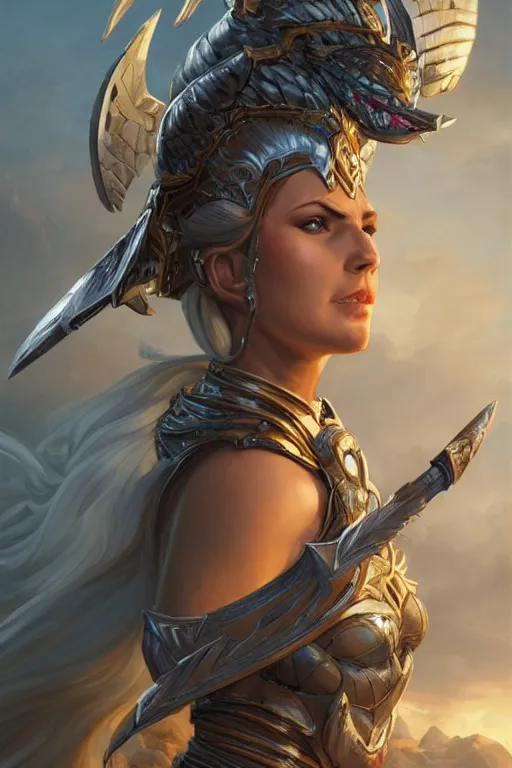 Image similar to amazon valkyrie athena, d & d, fantasy, portrait, highly detailed, headshot, digital painting, trending on artstation, concept art, sharp focus, illustration, art by artgerm and greg rutkowski and magali villeneuve