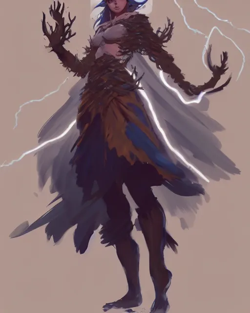 Prompt: greg manchess character concept art of a powerful druid summoning lightning, forest background | | anime anime anime, costume concept design, cute - fine - face, realistic shaded perfect face, fine details by stanley artgerm lau, wlop, rossdraws, james jean, andrei riabovitchev, and sakimichan, trending on artstation