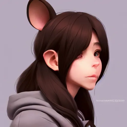 Prompt: character design portrait of an anthropomorphic furry rat girl with rat ears, long brown hair, profile view perspective, 4 k, concept art, by wlop, ilya kuvshinov, artgerm, krenz cushart, pixiv.