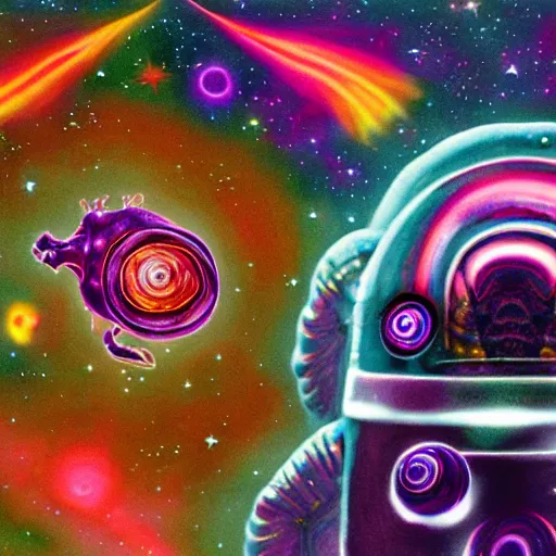 Image similar to the alien cosmic psychedelic tardigrade that awaits you at the end of all of space and time