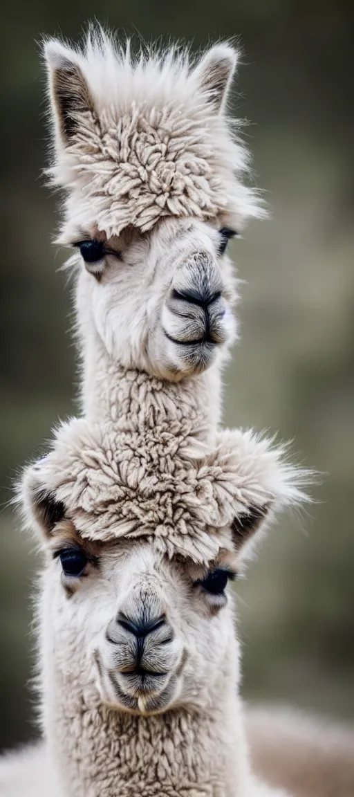 Image similar to portrait photo of an alpaca in the forest of pastel feathers lit by small fireflies at night