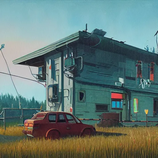 Prompt: painting by Simon Stålenhag