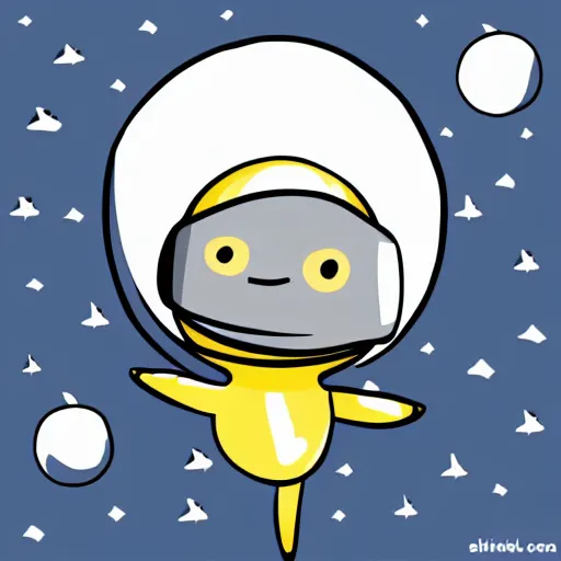 Image similar to cute astronaut penguin floating on space, minimalist cartoon style