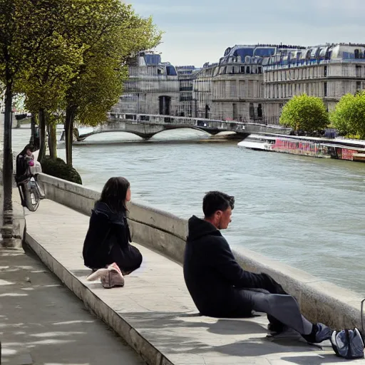 Image similar to the bank of the seine in paris in the year 2 0 2 0