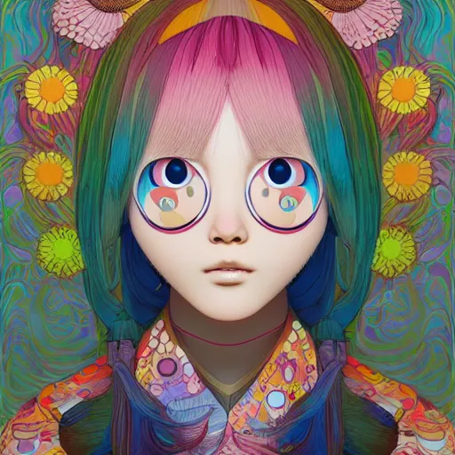 Image similar to a portrait of a girl by takashi murakami, beeple and james jean, aya takano color style, 4 k, super detailed