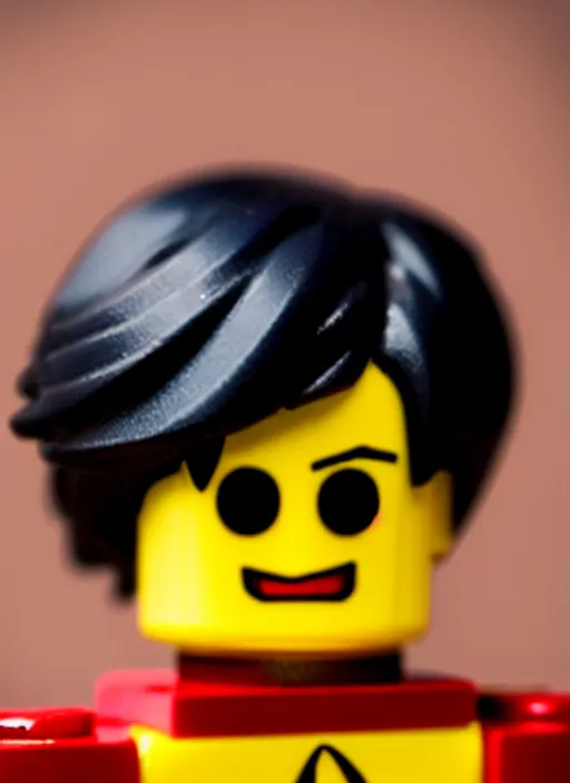 Image similar to photograph of a lego luffy face, depth of field, focus,