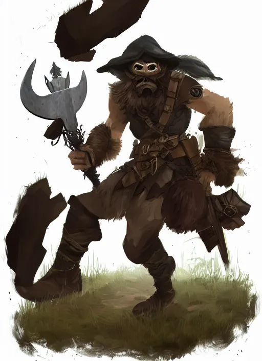 Image similar to bugbear ranger, black beard, dungeons and dragons, hunters gear, character design on white background, by makoto shinkai