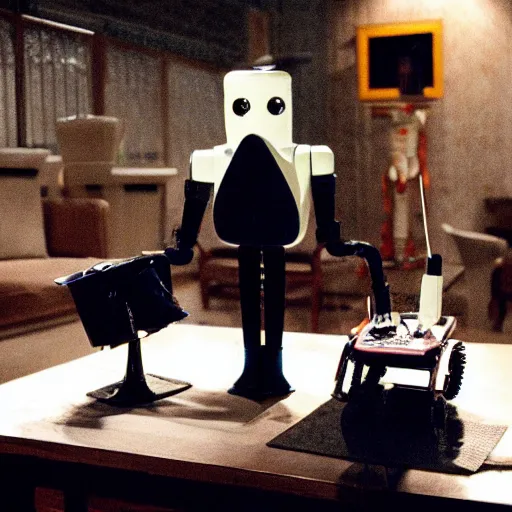 Image similar to robot butler, movie still