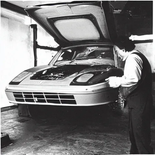 Prompt: “Einstein fixing a ferrari in his garage, 35mm photograph”