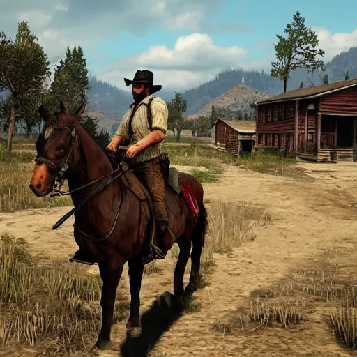 Image similar to photorealistic red dead redemption