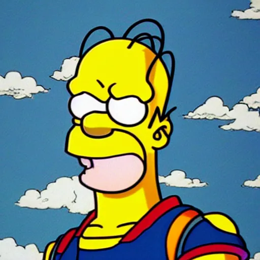 Image similar to homer simpson as a dragon ball character by akira toriyama, anime, manga, detailed