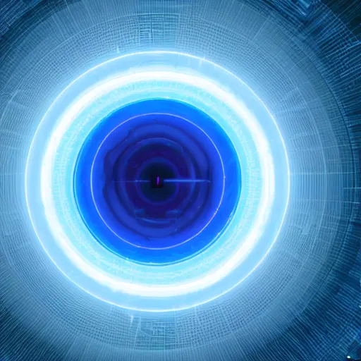 Prompt: blue circular hologram, sci - fi, ai