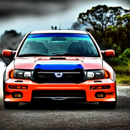 Image similar to velociraptor mongoliensis as wrx impreza, hdr 8 k