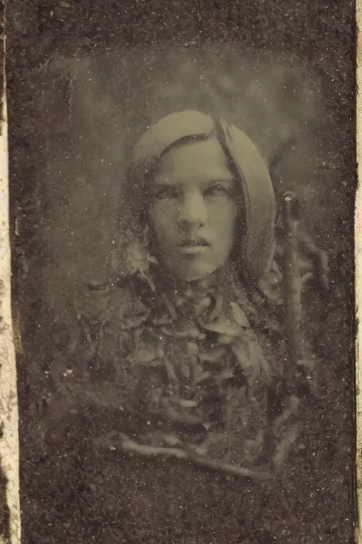 Image similar to a tintype photo of a dragon