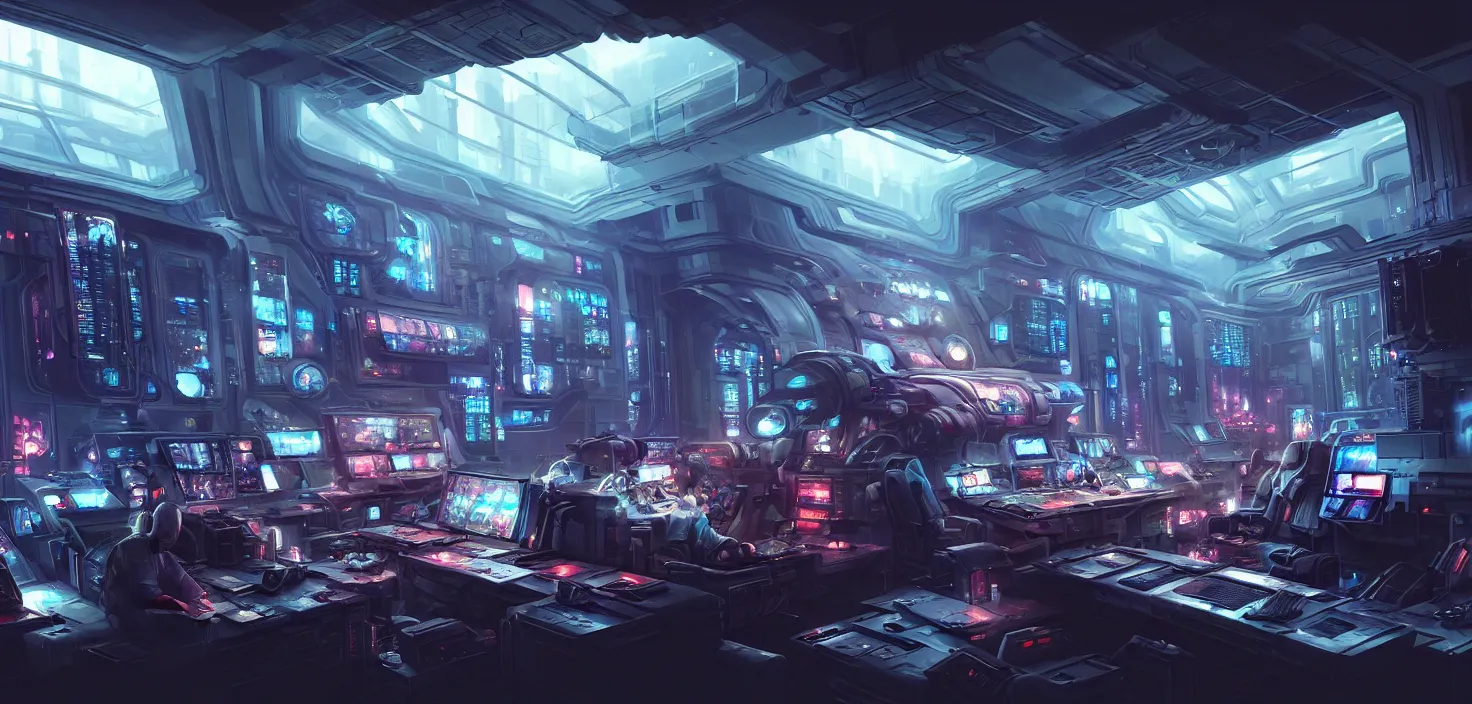 Image similar to a hyper detailed octane render concept art by xision wu, kerem beyit, sandara tang portrait of cyberpunk panel control spaceship room, dim lighting, detailed portraits, unreal engine 5, highly rendered,, digital painting, artstation, concept art, smooth, sharp focus perfect horizontal, symmetry illustration, detailed and intricate environment artstation hq