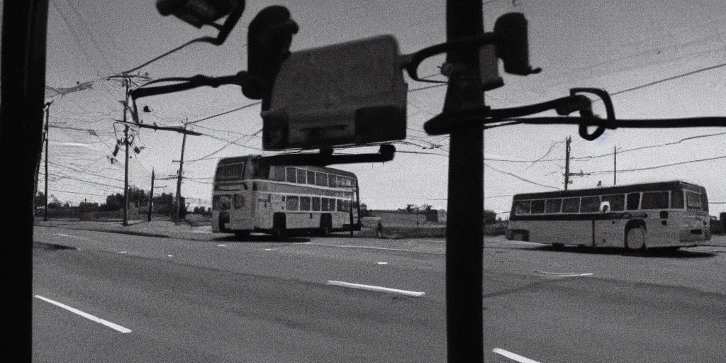 Image similar to telephone wires out of a bus window, leica, 2 4 mm lens, cinematic screenshot from the 2 0 0 1 surrealist film directed by charlie kaufman, kodak color film stock, f / 2 2, 2 4 mm wide angle anamorphic