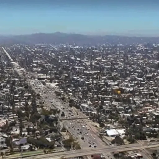 Image similar to aerial footage of los angeles after huge earthquake and tsunami