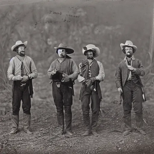 Image similar to kangaroo and wallaby dressed as cowboys, small town, 1 8 6 0 s, photo