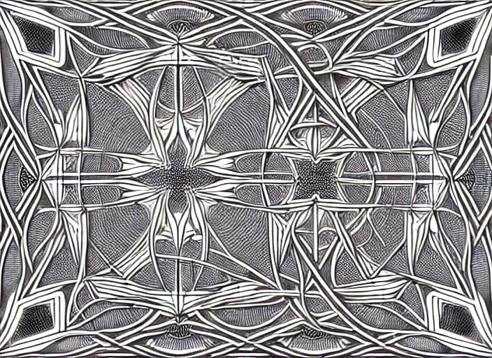 Prompt: symmetry! science university, intricate filigree, elegant, highly detailed, concept art, smooth, sharp focus, lineart, illustration, 3 d occlusion, thinline with black on white on gray, 8 k