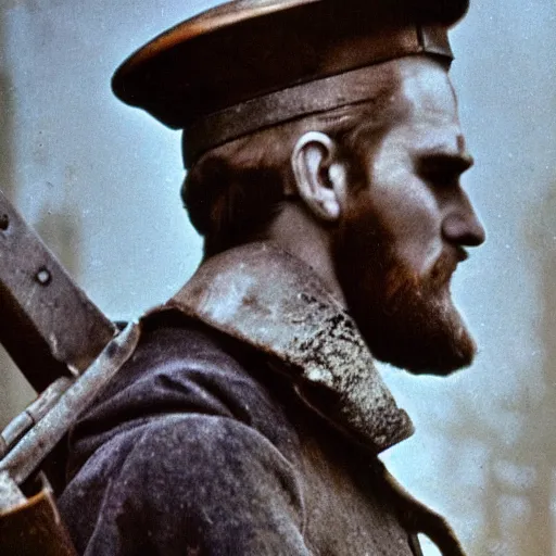 Image similar to ned kelly, close - up, hd color photo, epic action pose