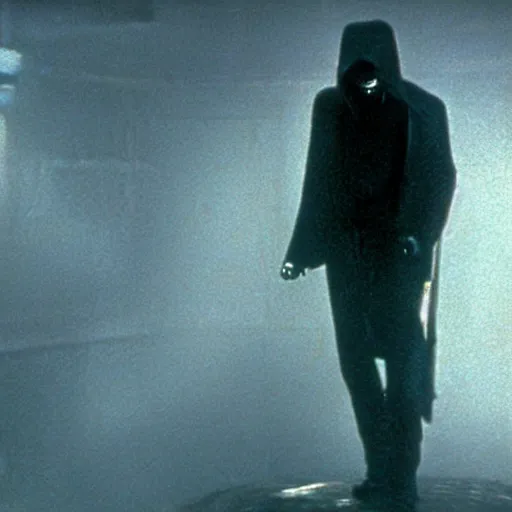 Prompt: the grim reaper. still from blade runner.