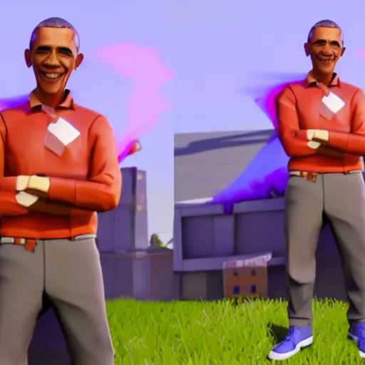 Prompt: barack obama in fortnite, battle royale, 3 d render, blender, colorful, vivid