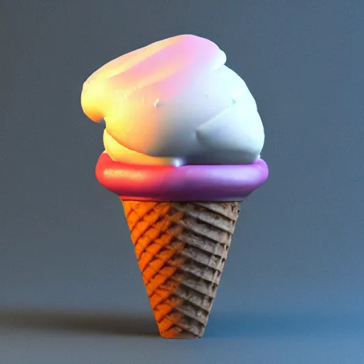 Image similar to a 3 d render of an ice cream in the shape of a brocoli, pixar renderman, trending on artstation, soft lighting, raytracing, high quality, 4 k