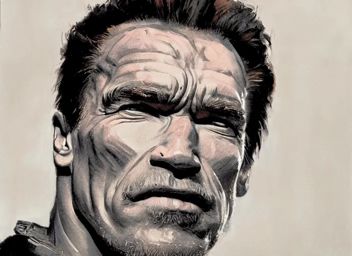 Image similar to a highly detailed beautiful portrait of arnold schwarzenegger, by gregory manchess, james gurney, james jean