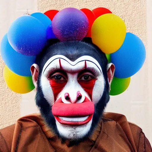 a monkey with clown paint | Stable Diffusion