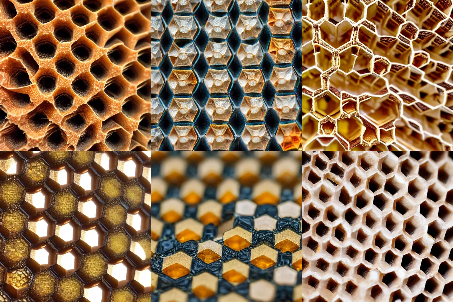 Prompt: closeup of a honeycomb with tiny houses, by Earnst Haeckel, macro photography, artstation