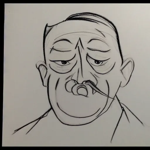 Image similar to milt kahl pencil sketch of adolf hitler warner brothers cartoon