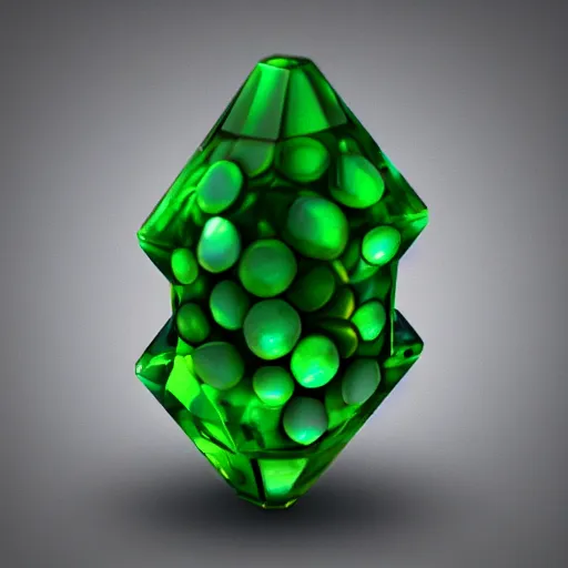 Prompt: green crystal gem, cave crystals, neutral background, video game asset