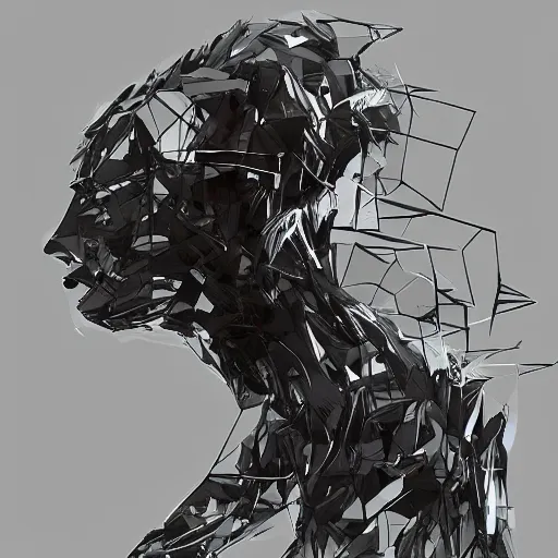 Prompt: humanoid creature, distorted, pulled, glitched, wind, by benedick bana