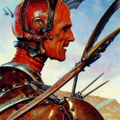 Image similar to shrimp as a fantasy knight, closeup portrait art by norman rockwell and donato giancola and greg rutkowski,