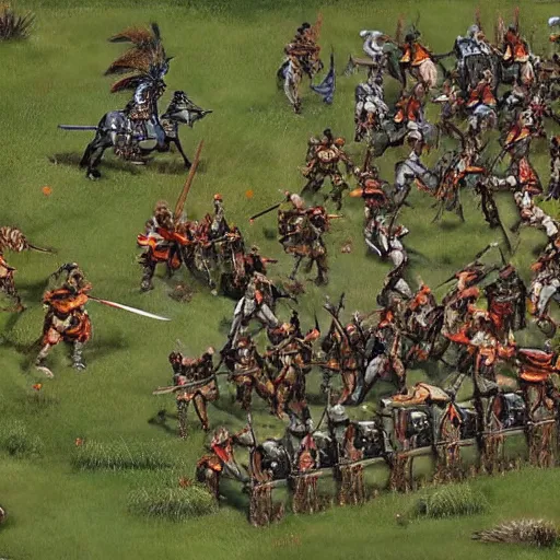 Image similar to a realistic battle scene featuring age of empires units