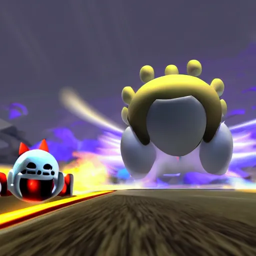 Image similar to hollow knight in mario kart, hd character model