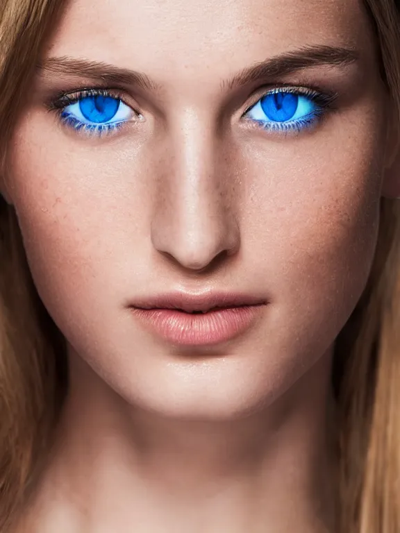 Image similar to 4K HD, high detail photograph, shot with Sigma f/ 4.2 , 250 mm sharp lens, shallow depth of field : (subject= Beautiful young woman with blue eyes + subject detail= accurate body features, consistent, high detailed light refraction , high level texture render)