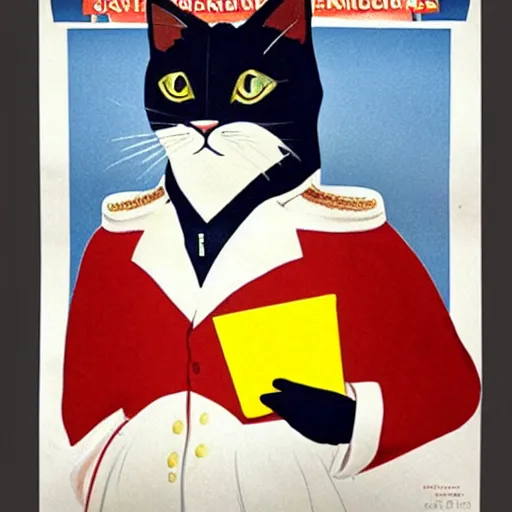 Prompt: a propaganda poster depicting a cat dressed as french emperor napoleon holding a piece of cheese, trending on artstation