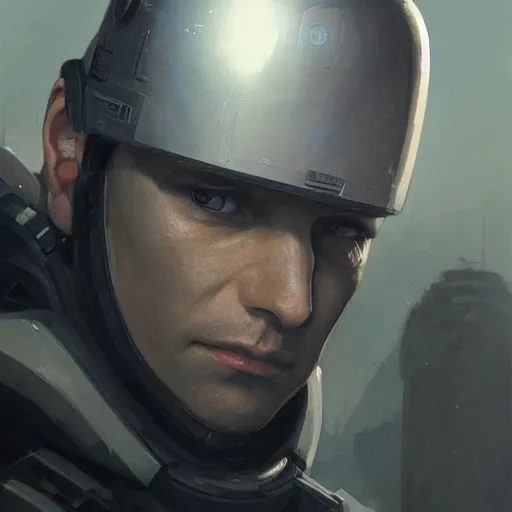 Image similar to portrait of a man by greg rutkowski, a soldier of the galactic federation wearing a gray and black tactical gear, star wars expanded universe, highly detailed portrait, digital painting, artstation, concept art, smooth, sharp foccus ilustration, artstation hq