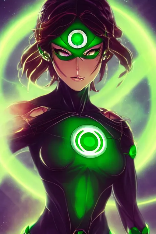 Image similar to anime key visual of a beautiful female green lantern, intricate, glowing accents, powers, glowing ring, speed, goddess, dc comics, cinematic, stunning, highly detailed, digital painting, artstation, smooth, hard focus, illustration, character concepts by senior concept artist