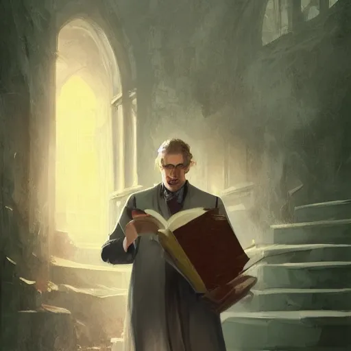 Image similar to My Favorite Portrait of a lawyer genius academician wearing a grimoire in his holding hand whilst wearing a vest of scholarship Greg Rutkowski Marc Simonetti Anato finnstark Brooklyn New York Hidden Stairway Hidden Alcove Visible Alleyway 4k Artstation Background Wallpaper 1080p