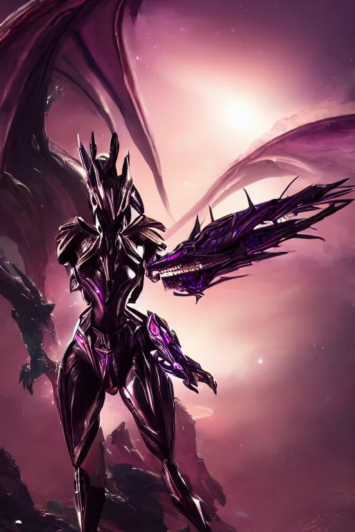 Prompt: galactic hyperdetailed elegant beautiful stunning giantess anthropomorphic mecha sexy hot female dragon goddess, jagged spines, metal ears, sharp purple eyes, sharp black skin, jagged black armor, bigger than galaxy, epic proportions, epic scale, epic size, warframe destiny fanart, dragon art, furry, goddess, giantess, furaffinity, octane render