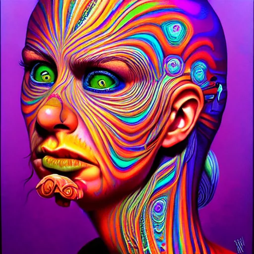 psychedelic face drawing