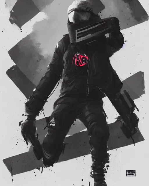 Image similar to Medium shot of a character wearing Nike ACG+Acronym+Riot Division in the style of greg rutkowski