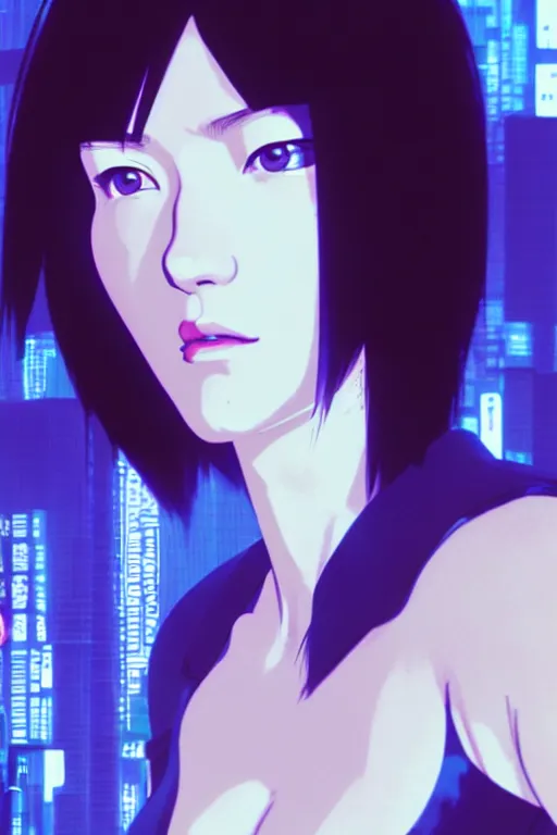 Image similar to a film still portrait of a motoko kusanagi ghost in the shell, finely detailed features : : gits sac 2 0 4 5 by pixar : : by ilya kuvshinov, rossdraws, artgerm, sola digital arts, octane render, production i. g, volumetric lighting, anti aliasing, raytracing : :