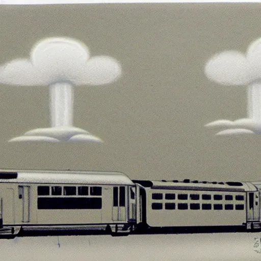 Image similar to train vagon flying rhough the clouds