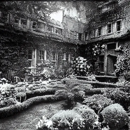 Prompt: projector showing a garden made by hp lovecraft, photography,