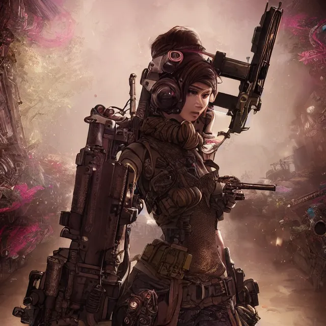 Image similar to the portrait of lawful neutral female cyberpunk marine sniper as absurdly beautiful, gorgeous, elegant, young gravure idol, an ultrafine hyperdetailed illustration by kim jung gi, irakli nadar, intricate linework, bright colors, octopath traveler, final fantasy, unreal engine 5 highly rendered, global illumination, radiant light, detailed and intricate environment