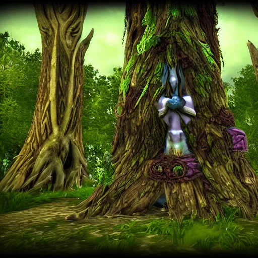 Image similar to Druid in tree form from world of Warcraft. Unreal engine. HDR